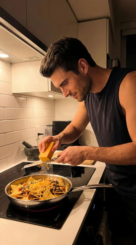 Mateo cooking at home